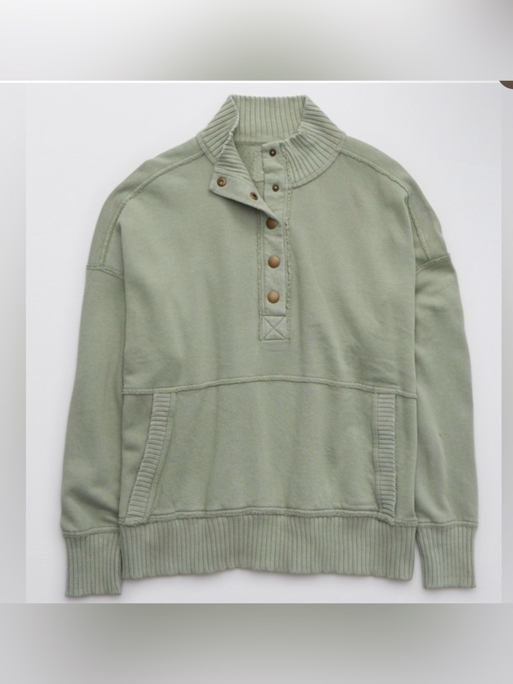 Aerie Oh Snap! Weekend Henley Mock Neck Sweatshirt